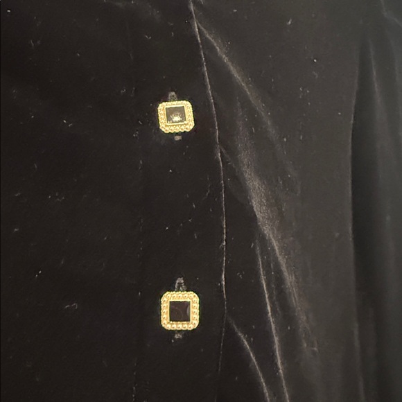 The Kooples Short Black Velvet Dress with Bijou Buttons. - Picture 9 of 15